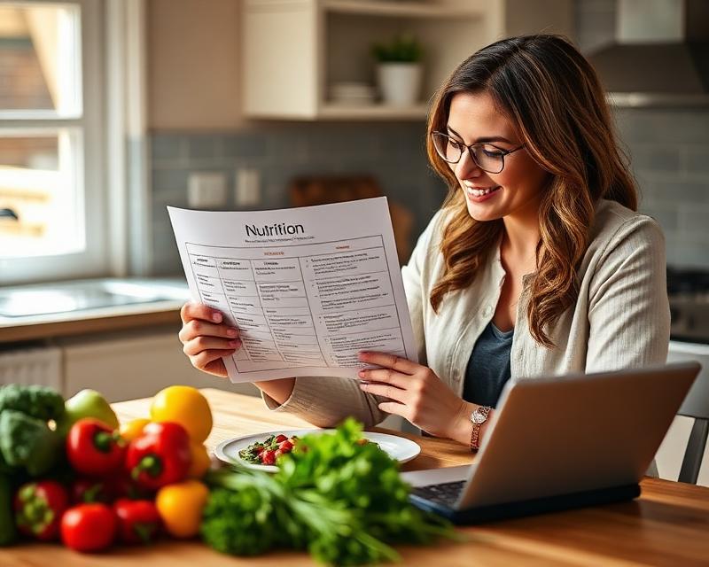 A nutritionist reviewing a personalized weekly meal plan
